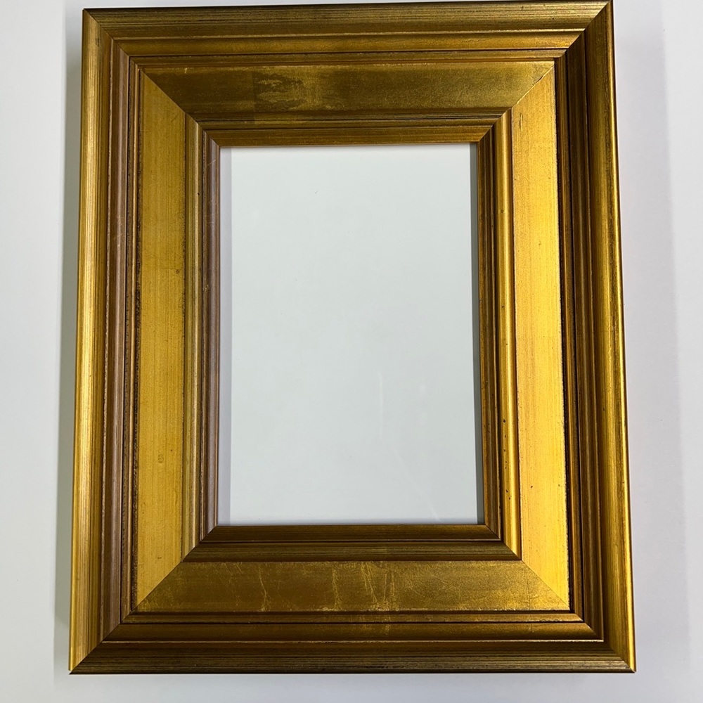 5x7 Picture Frame Gold Leaf Real Wood Custom Made with glass and foam back photo